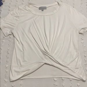 Super soft off white cotton twist crop shirt